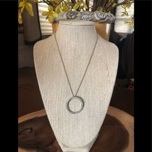 16” Sterling Silver Chain with 1” Round Cubic Zirconia Stone Pendant